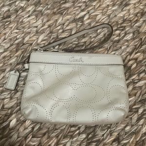Grey Leather Coach Wristlet Wallet